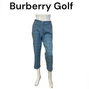 Burberry Golf Vintage Y2K Nova Check Cropped High Rise Trouser Pants Blue 28